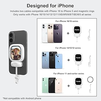 Zuno mini tela amoled magnética selfie monitor tela de controle remoto 700nits para iphone 5-12 13 14 15 16 pro vlog meninas presentes